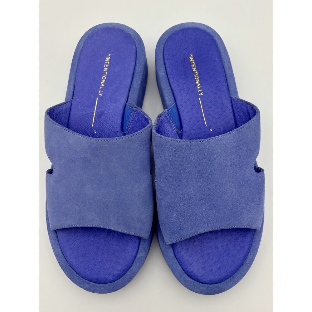 Intentionally Blank Platform Sandal Slides Blue P… - image 2